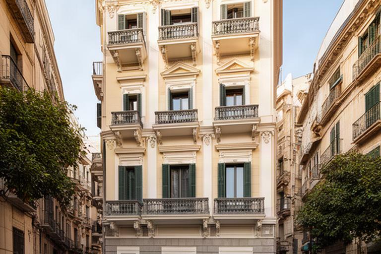 Edificio histórico rehabilitado con fachada renovada en el centro de Valencia